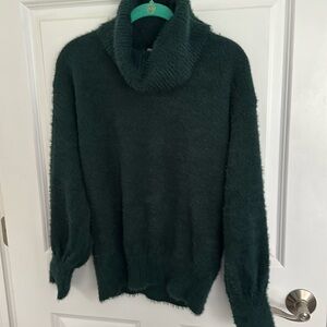 Long sleeved Green sweater with shimmers cowl neck